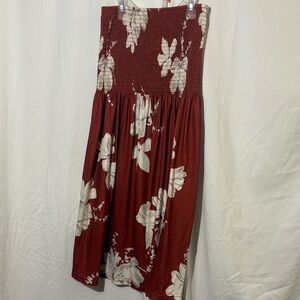 Floral Red Women's Strapless Dress